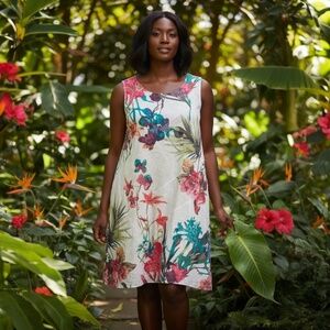 Chico's Tropical Print Sleeveless Dress